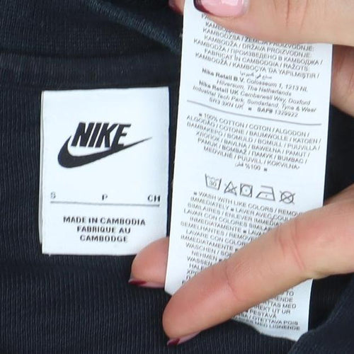 Nike Men's Black Logo Crew Neck Fleece Sweatshirt Size S