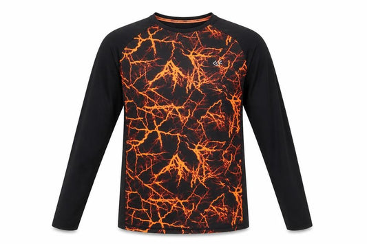 Dunnes Stores Men’s Black & Orange Graphic Long Sleeve Athletic T-Shirt Size S