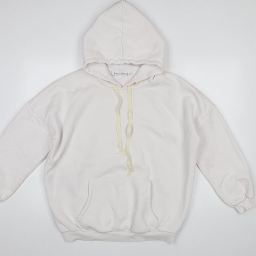 Kendall + Kylie Women White Pullover Hoodie Small Snake Logo Cotton Blend