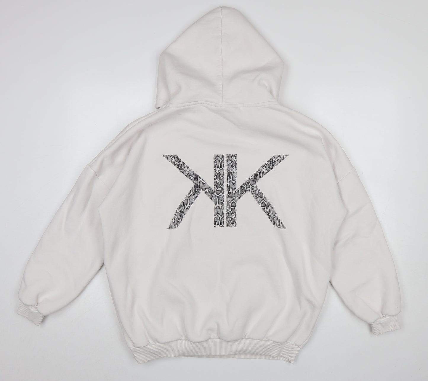 Kendall + Kylie Women White Pullover Hoodie Small Snake Logo Cotton Blend
