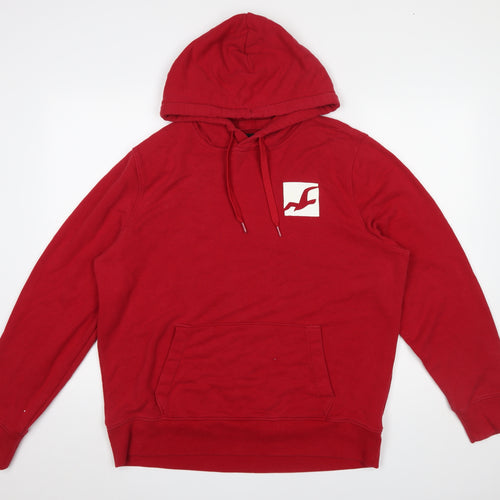 Hollister Men’s Red Pullover Hoodie XL Logo Graphic Sweatshirt