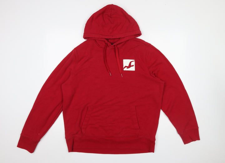 Hollister Men’s Red Pullover Hoodie XL Logo Graphic Sweatshirt