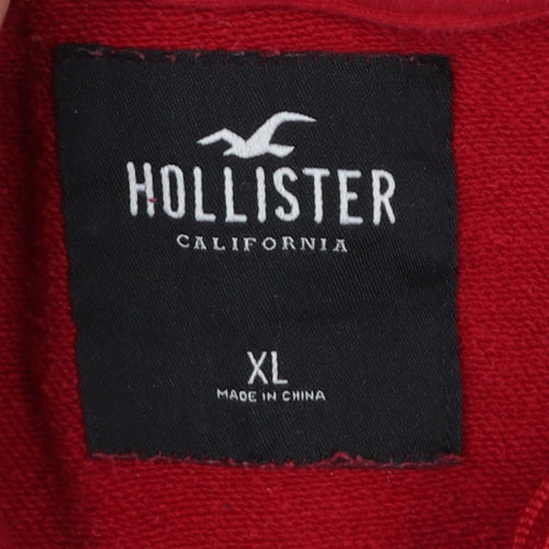 Hollister Men’s Red Pullover Hoodie XL Logo Graphic Sweatshirt