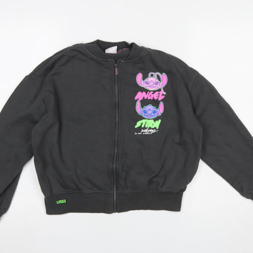 Primark Girls Black Full Zip Stitch & Angel Sweatshirt 12-13 Years