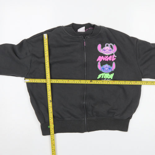Primark Girls Black Full Zip Stitch & Angel Sweatshirt 12-13 Years