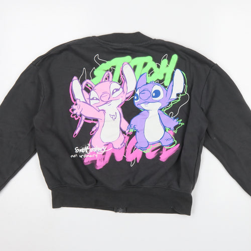 Primark Girls Black Full Zip Stitch & Angel Sweatshirt 12-13 Years
