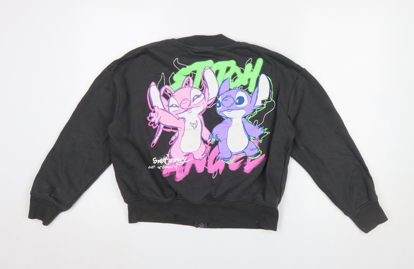 Primark Girls Black Full Zip Stitch & Angel Sweatshirt 12-13 Years