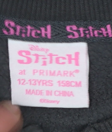 Primark Girls Black Full Zip Stitch & Angel Sweatshirt 12-13 Years
