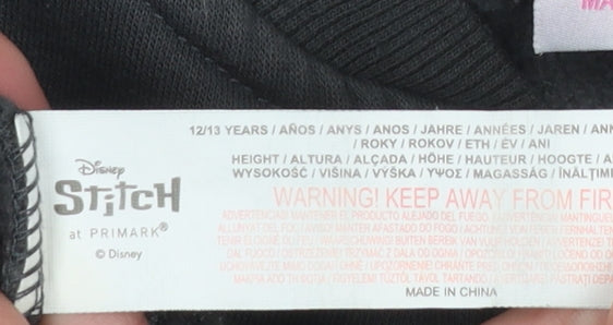 Primark Girls Black Full Zip Stitch & Angel Sweatshirt 12-13 Years