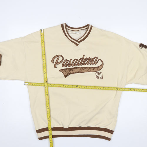 Pull & Bear Women Beige Pasadena 91 Pullover Sweatshirt S