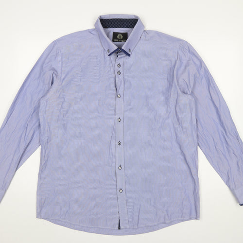 Silvio Valentin Men's Blue Striped Button-Down 2XL Casual Shirt