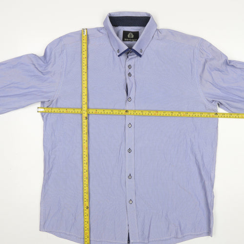 Silvio Valentin Men's Blue Striped Button-Down 2XL Casual Shirt