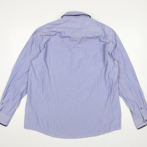 Silvio Valentin Men's Blue Striped Button-Down 2XL Casual Shirt
