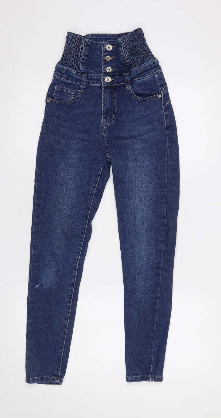 Miss Bon Women's Blue High-Waisted Skinny Jeans S