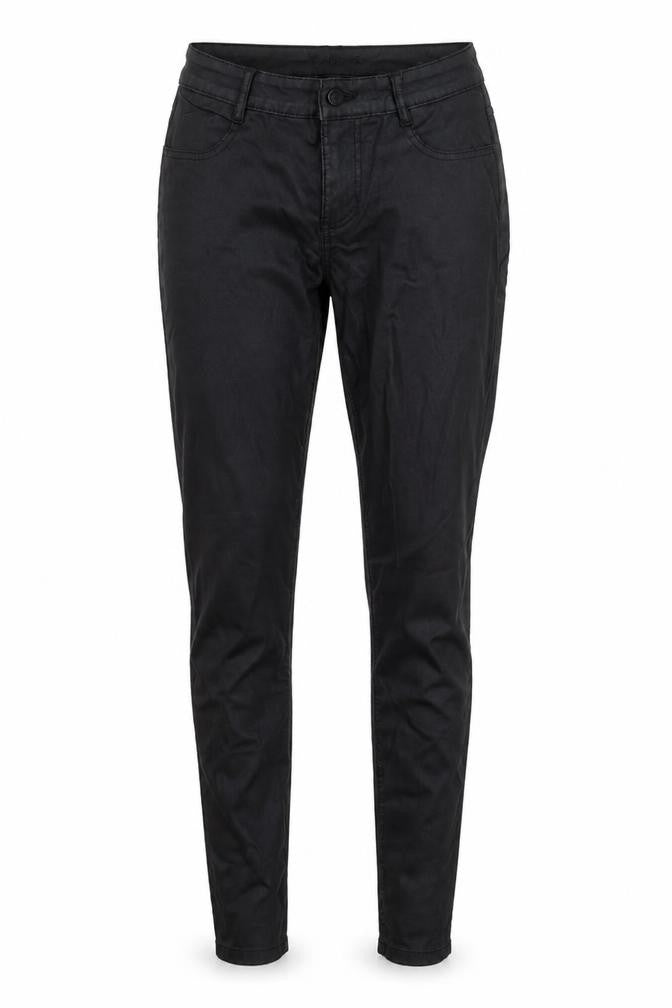 Vila Women Black Coated Slim Fit Viscose Stretch Trousers L
