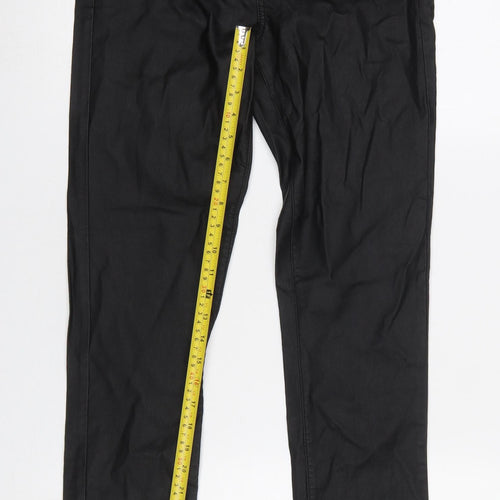 Vila Women Black Coated Slim Fit Viscose Stretch Trousers L