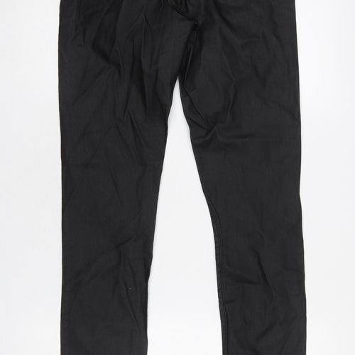 Vila Women Black Coated Slim Fit Viscose Stretch Trousers L
