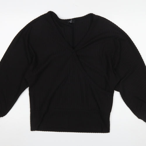 New Look Women’s Black Wrap Jersey Long Sleeve Blouse Size M