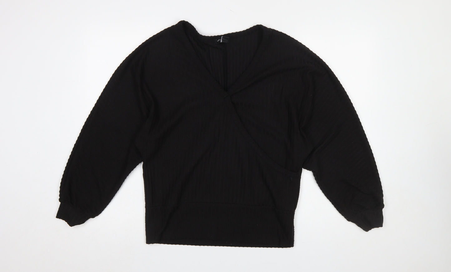New Look Women’s Black Wrap Jersey Long Sleeve Blouse Size M