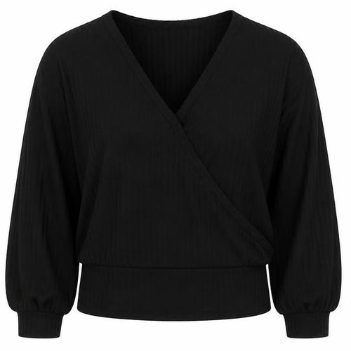 New Look Women’s Black Wrap Jersey Long Sleeve Blouse Size M