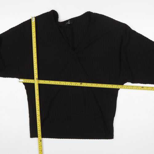 New Look Women’s Black Wrap Jersey Long Sleeve Blouse Size M