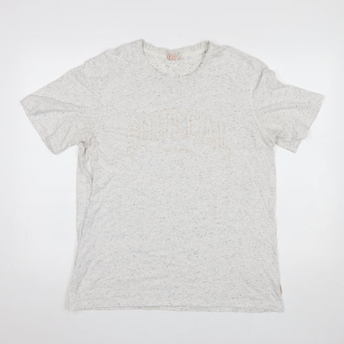 SoulCal & Co Men’s Beige Speckled Crew Neck Cotton T-Shirt L