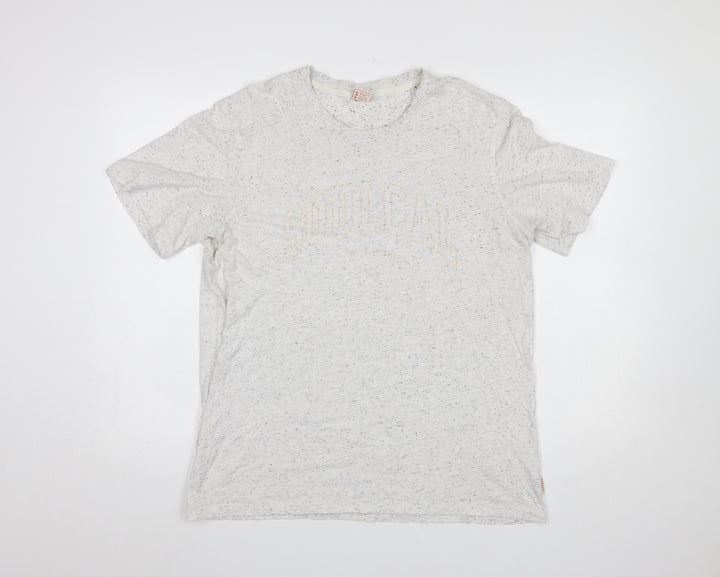 SoulCal & Co Men’s Beige Speckled Crew Neck Cotton T-Shirt L