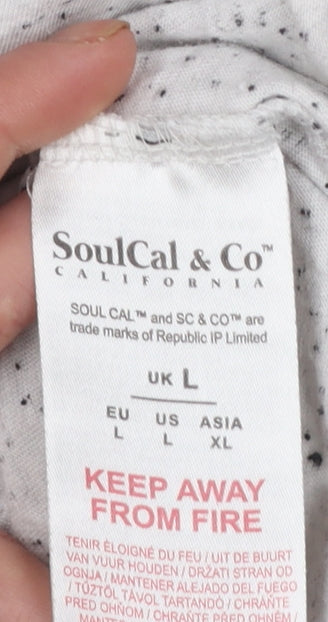 SoulCal & Co Men’s Beige Speckled Crew Neck Cotton T-Shirt L