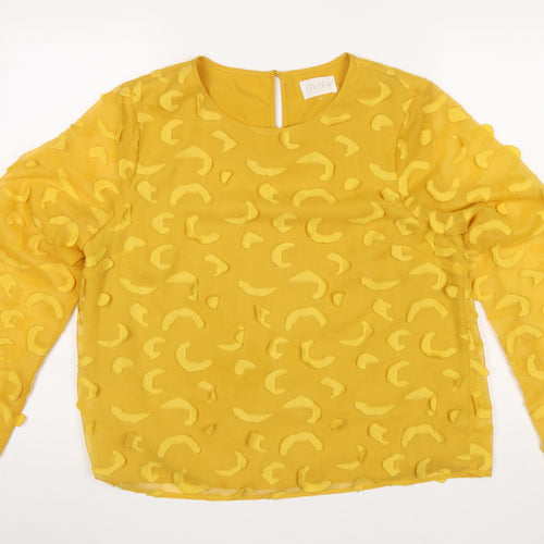 Savida Women Yellow Textured Long Sleeve Tunic Blouse XL