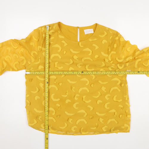 Savida Women Yellow Textured Long Sleeve Tunic Blouse XL