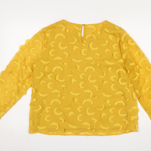 Savida Women Yellow Textured Long Sleeve Tunic Blouse XL