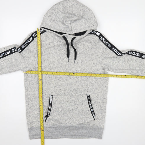 Hollister Mens Grey Pullover Hoodie S Regular Fit Logo Fleece