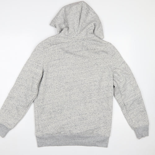Hollister Mens Grey Pullover Hoodie S Regular Fit Logo Fleece