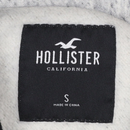 Hollister Mens Grey Pullover Hoodie S Regular Fit Logo Fleece