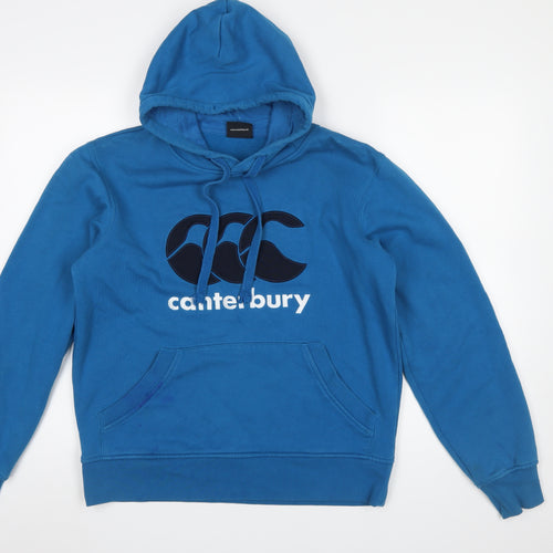Canterbury Men's Blue Pullover Hoodie Size S Sports Logo Sweatshirt