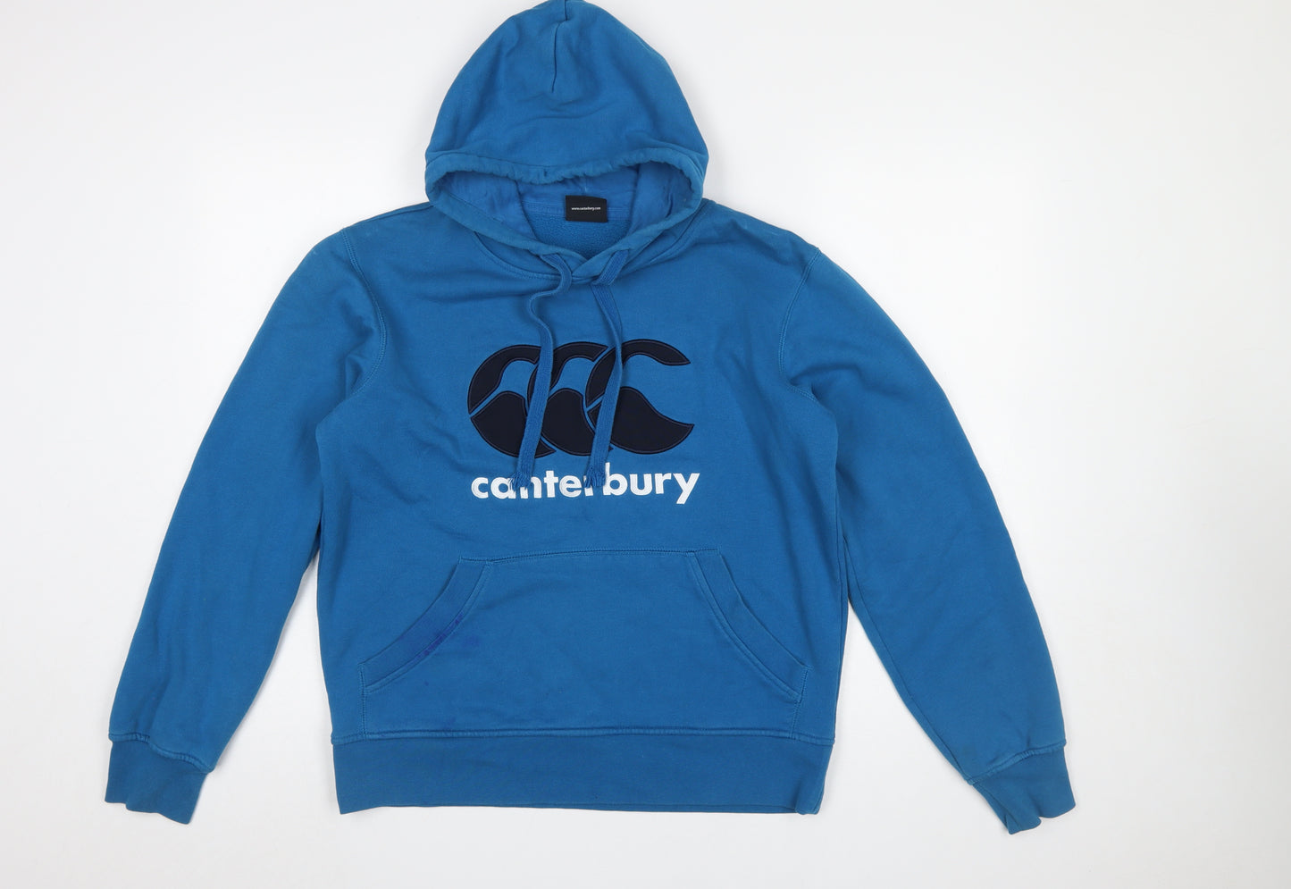 Canterbury Men's Blue Pullover Hoodie Size S Sports Logo Sweatshirt