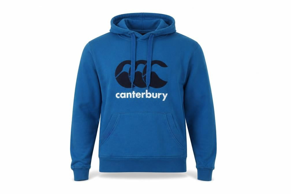 Canterbury Men's Blue Pullover Hoodie Size S Sports Logo Sweatshirt