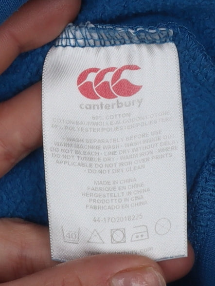 Canterbury Men's Blue Pullover Hoodie Size S Sports Logo Sweatshirt