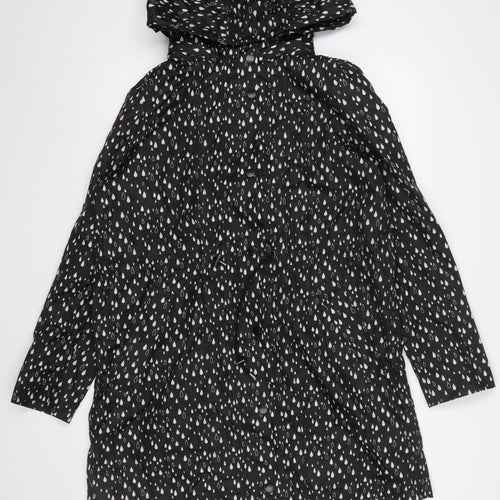 Soaked in Luxury Women's Black Raindrop Rain Coat Size M Hooded Polyester
