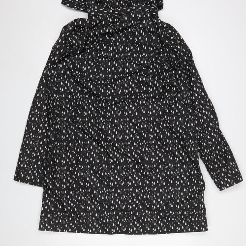 Soaked in Luxury Women's Black Raindrop Rain Coat Size M Hooded Polyester