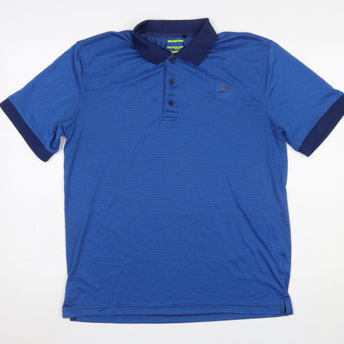 Dunlop Men's Blue Striped Polo Shirt L Regular Fit Sports Top