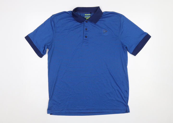 Dunlop Men's Blue Striped Polo Shirt L Regular Fit Sports Top