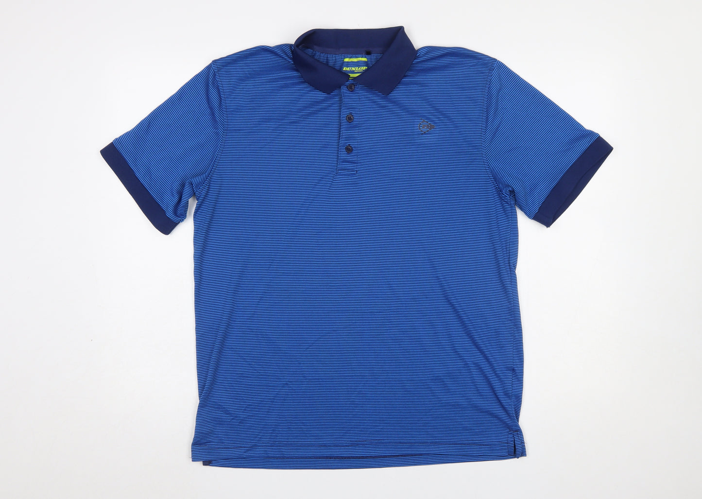 Dunlop Men's Blue Striped Polo Shirt L Regular Fit Sports Top