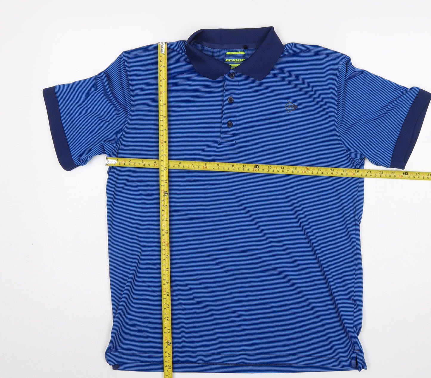 Dunlop Men's Blue Striped Polo Shirt L Regular Fit Sports Top