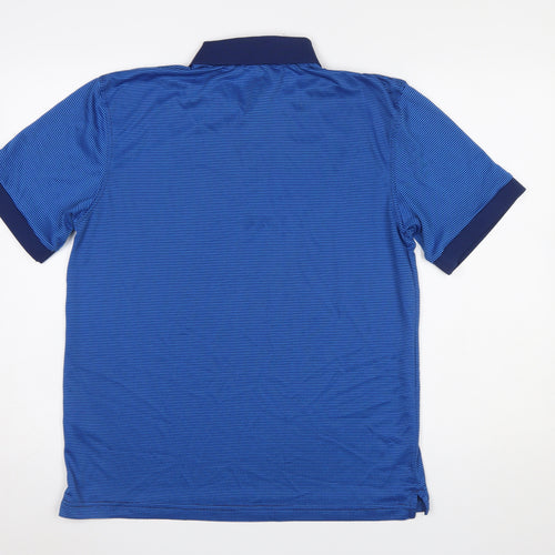 Dunlop Men's Blue Striped Polo Shirt L Regular Fit Sports Top