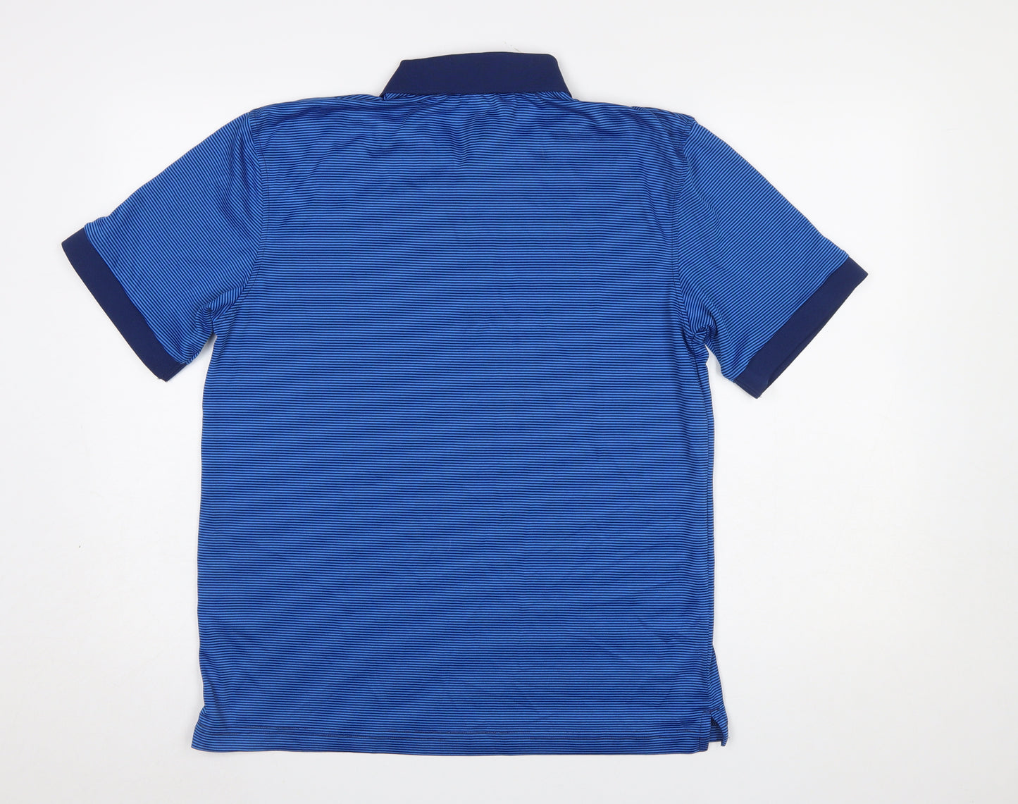 Dunlop Men's Blue Striped Polo Shirt L Regular Fit Sports Top