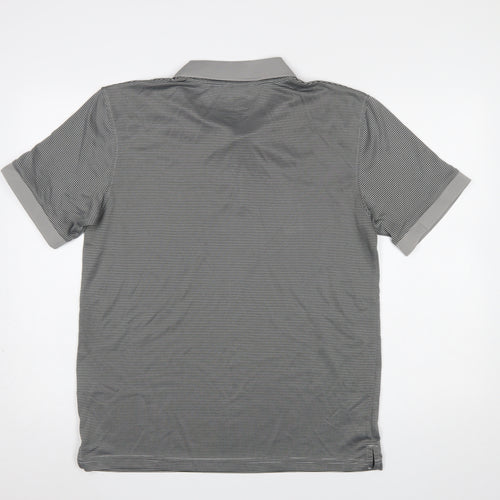 Dunlop Men’s Grey Striped Polo Shirt L Regular Fit Golf Activewear