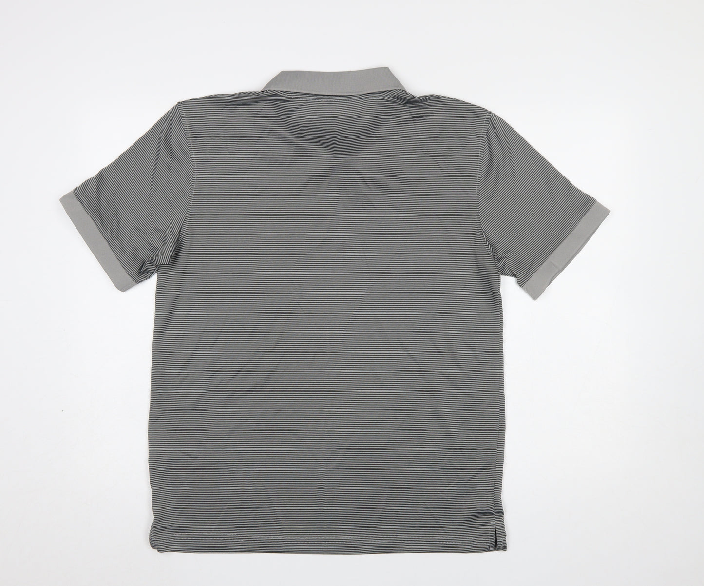 Dunlop Men’s Grey Striped Polo Shirt L Regular Fit Golf Activewear