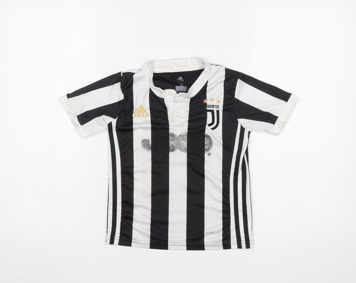 Adidas Boys Black White Juventus Football Jersey Shirt Size 18 Years