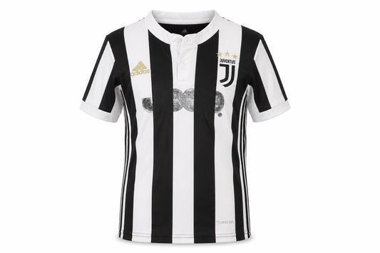 Front view of Adidas boys’ black white juventus football jersey shirt, size 18, years